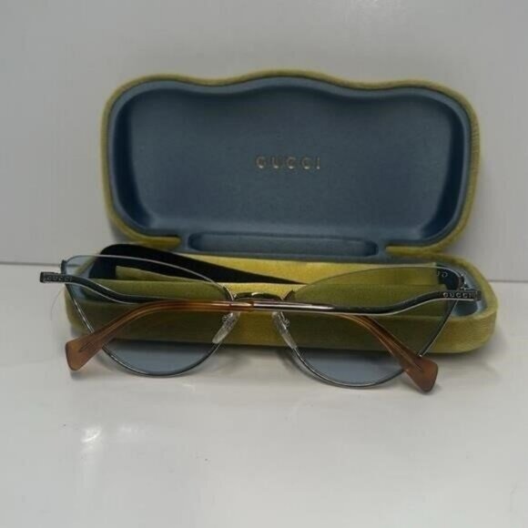 - NEW Gucci GG1006S Cat Eye Sunglasses – Silver / Light Blue 100% AUTHENTIC - Picture 4 of 11